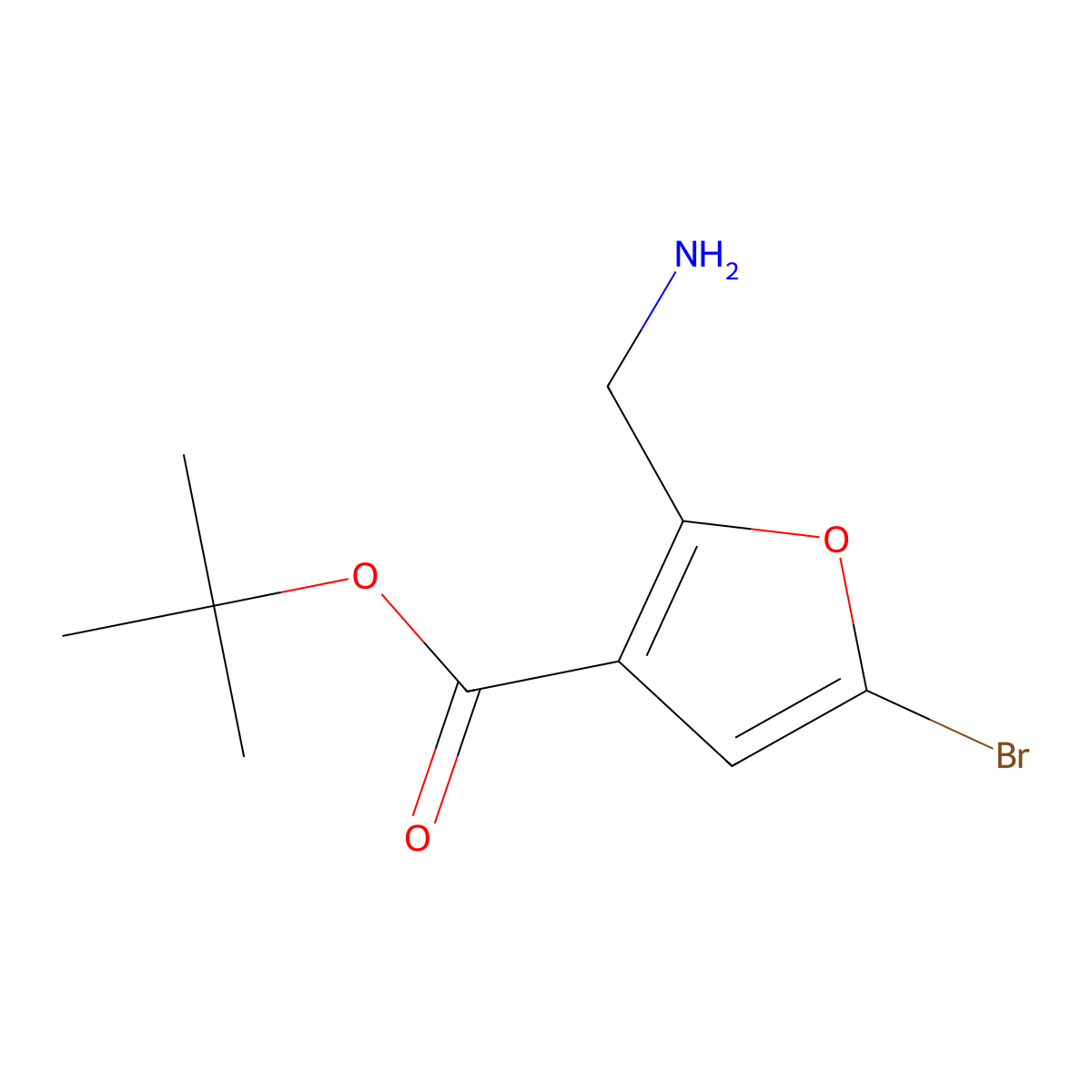 Tert-butyl 2-(aminomethyl)-5-bromofuran-3-carboxylate molecular structure, CAS 2920143-13-9