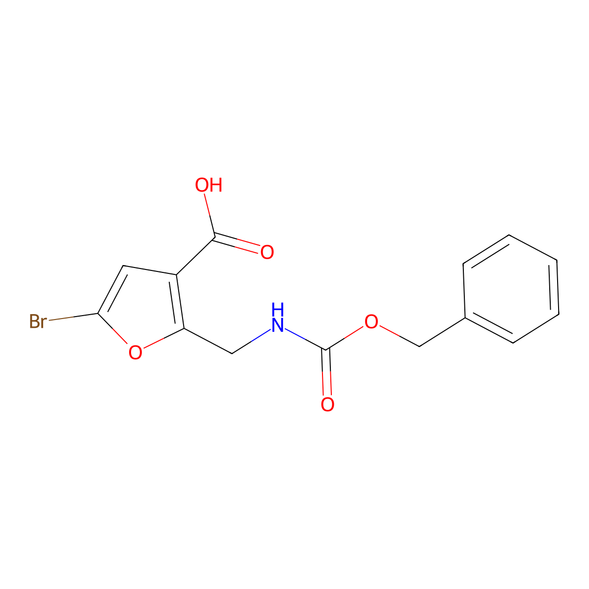 2-({[(Benzyloxy)carbonyl]amino}methyl)-5-bromofuran-3-carboxylic acid molecular structure, CAS 2920143-30-0