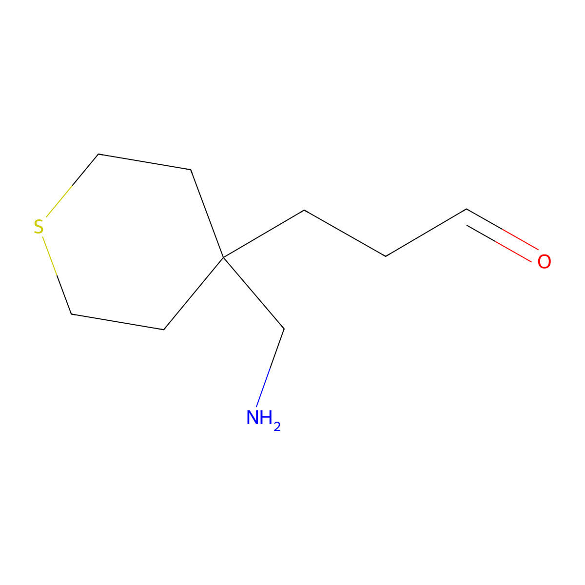 3-[4-(Aminomethyl)thian-4-yl]propanal molecular structure, CAS 2920143-54-8