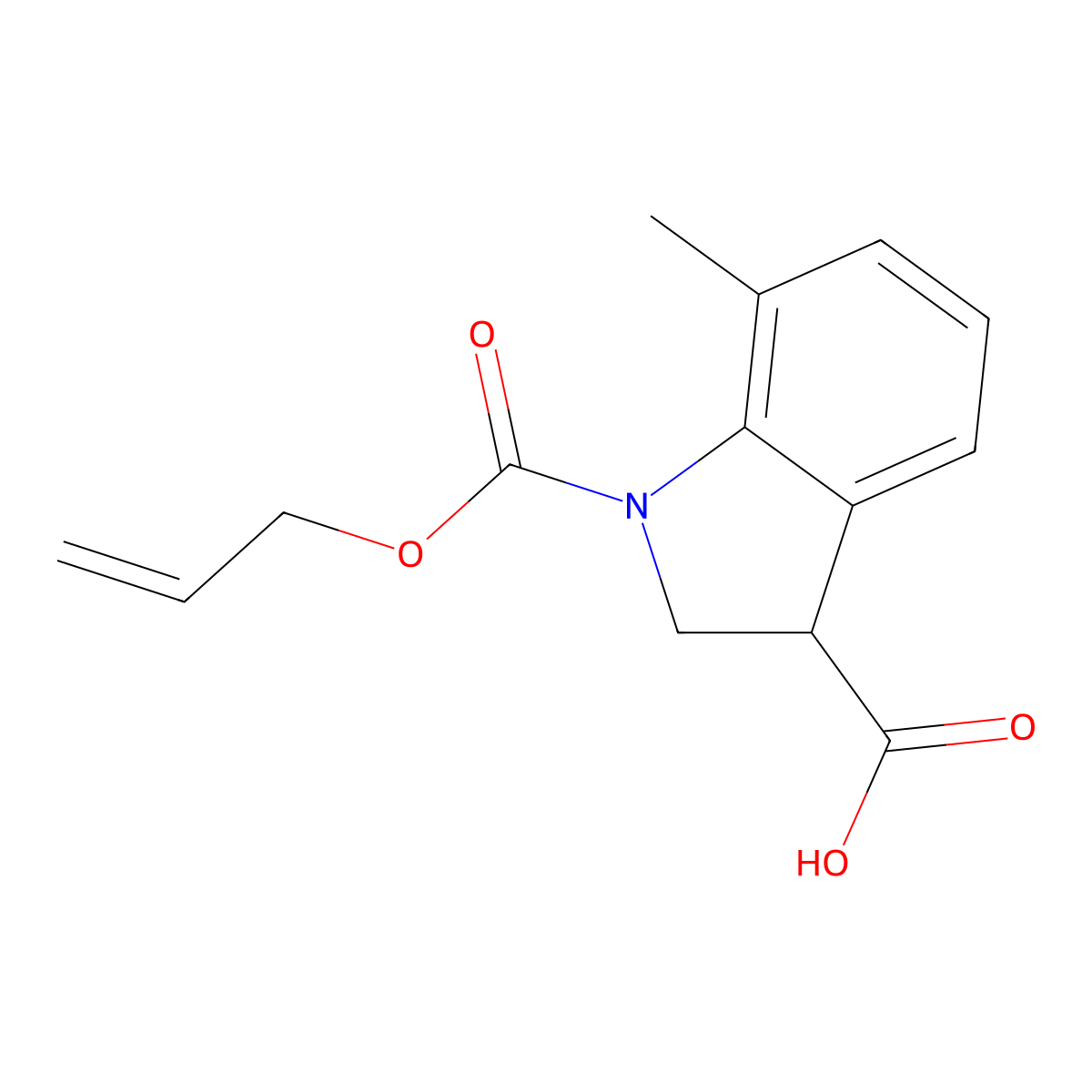 7-methyl-1-[(prop-2-en-1-yloxy)carbonyl]-2,3-dihydro-1H-indole-3-carboxylic acid molecular structure, CAS 2920143-75-3