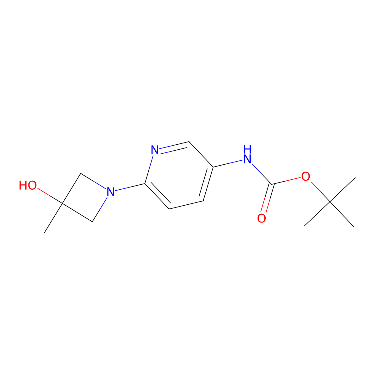 tert-butyl N-[6-(3-hydroxy-3-methylazetidin-1-yl)pyridin-3-yl]carbamate molecular structure, CAS 2920143-81-1