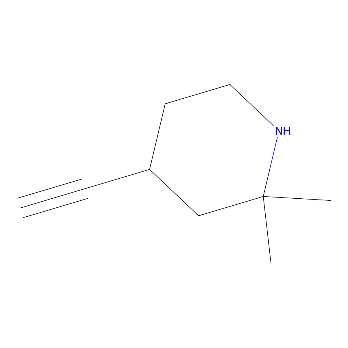 4-Ethynyl-2,2-dimethylpiperidine molecular structure, CAS 2920144-19-8
