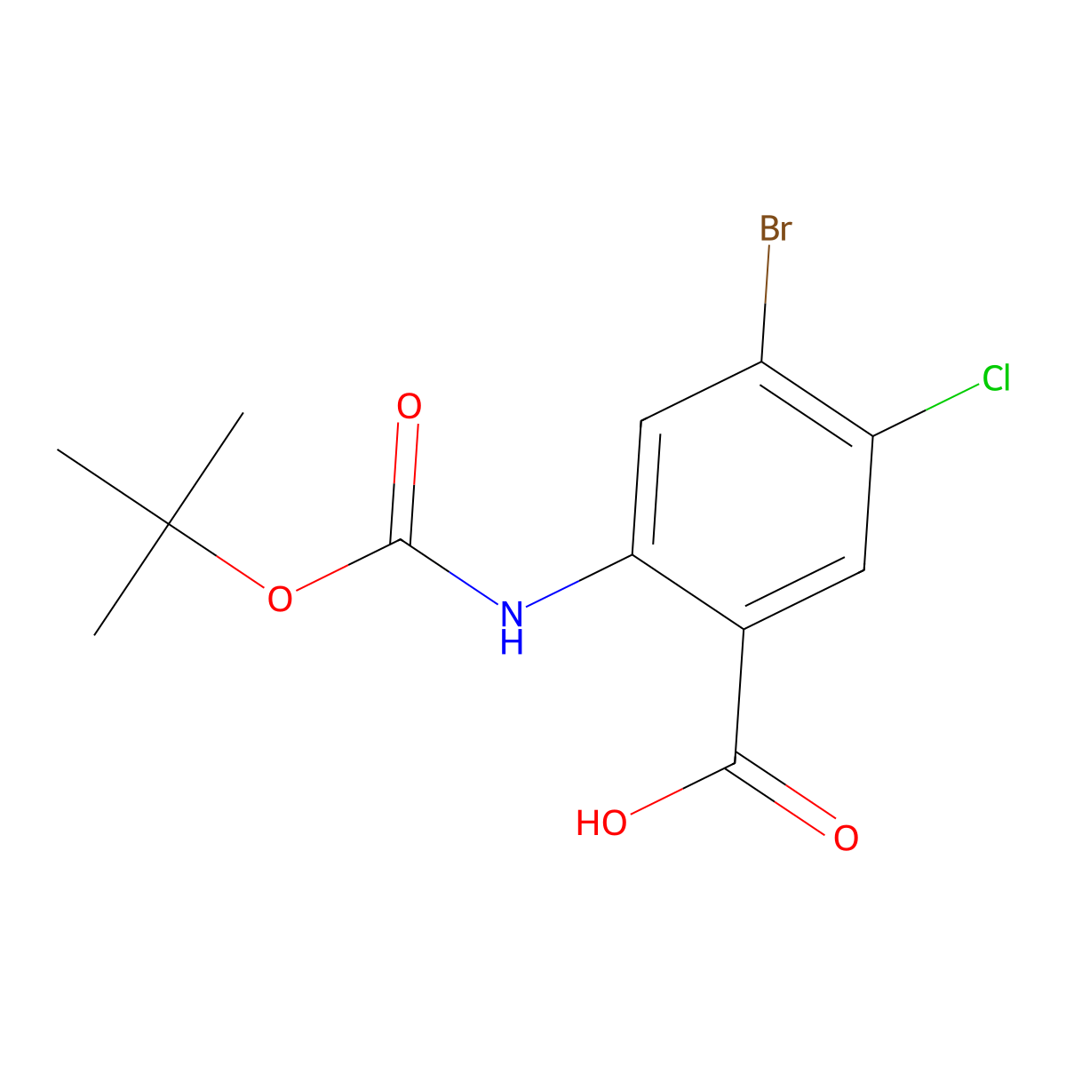 4-Bromo-2-{[(tert-butoxy)carbonyl]amino}-5-chlorobenzoic acid molecular structure, CAS 2920145-19-1