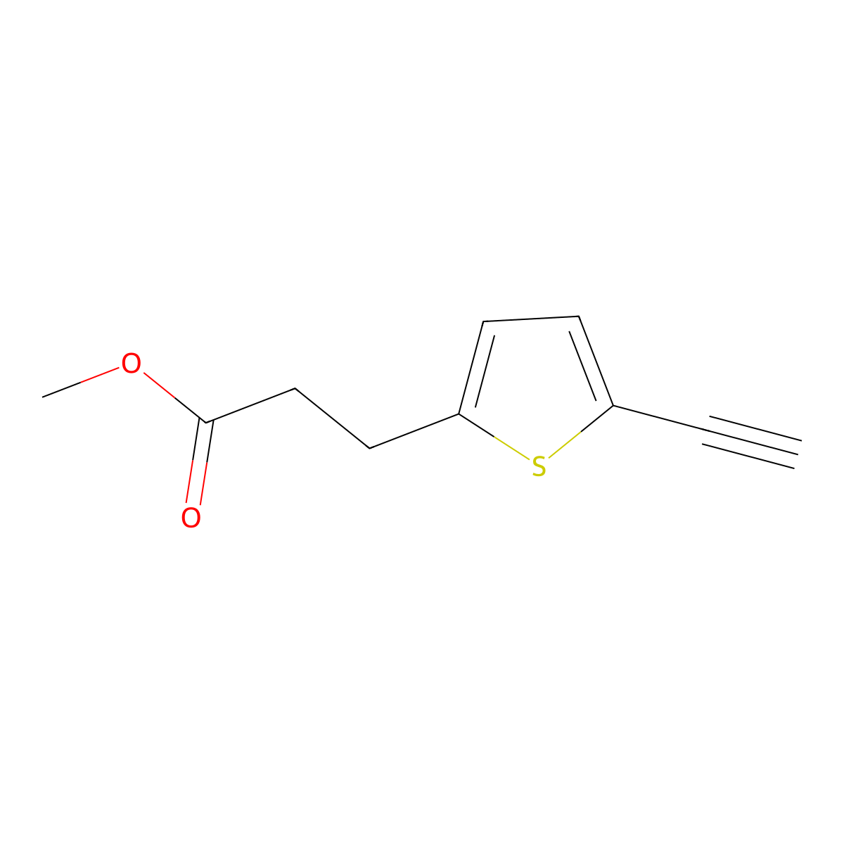 Methyl 3-(5-ethynylthiophen-2-yl)propanoate molecular structure, CAS 2920145-20-4