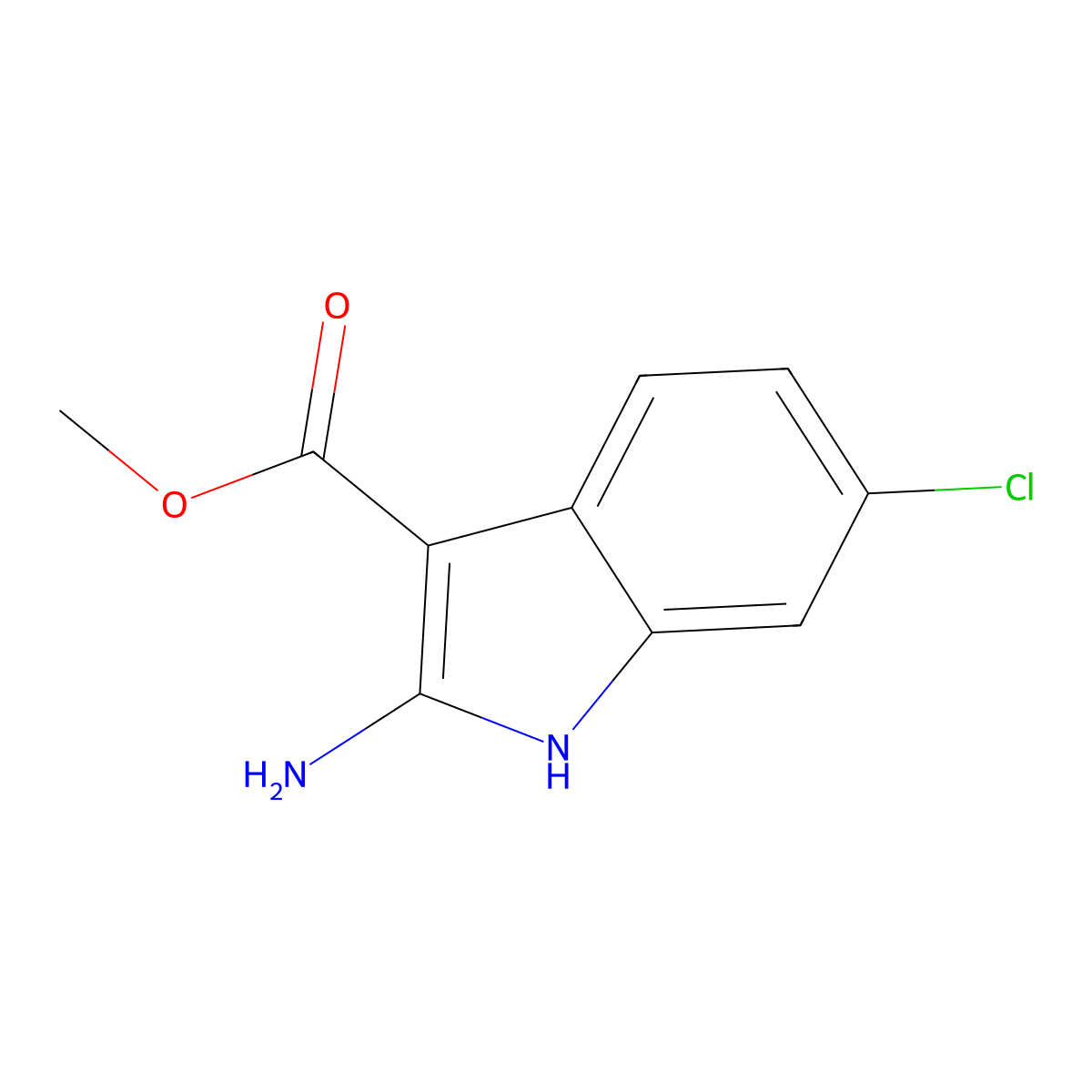 methyl 2-amino-6-chloro-1H-indole-3-carboxylate molecular structure, CAS 2920145-28-2
