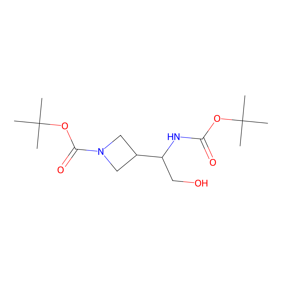 Tert-butyl 3-(1-{[(tert-butoxy)carbonyl]amino}-2-hydroxyethyl)azetidine-1-carboxylate molecular structure, CAS 2920145-38-4