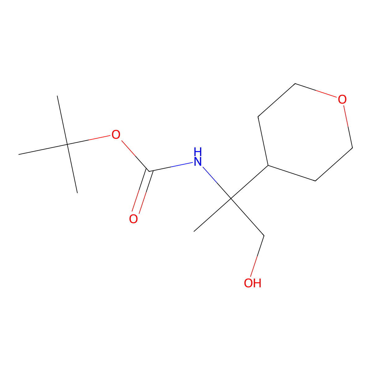 tert-butyl N-[1-hydroxy-2-(oxan-4-yl)propan-2-yl]carbamate molecular structure, CAS 2920145-46-4