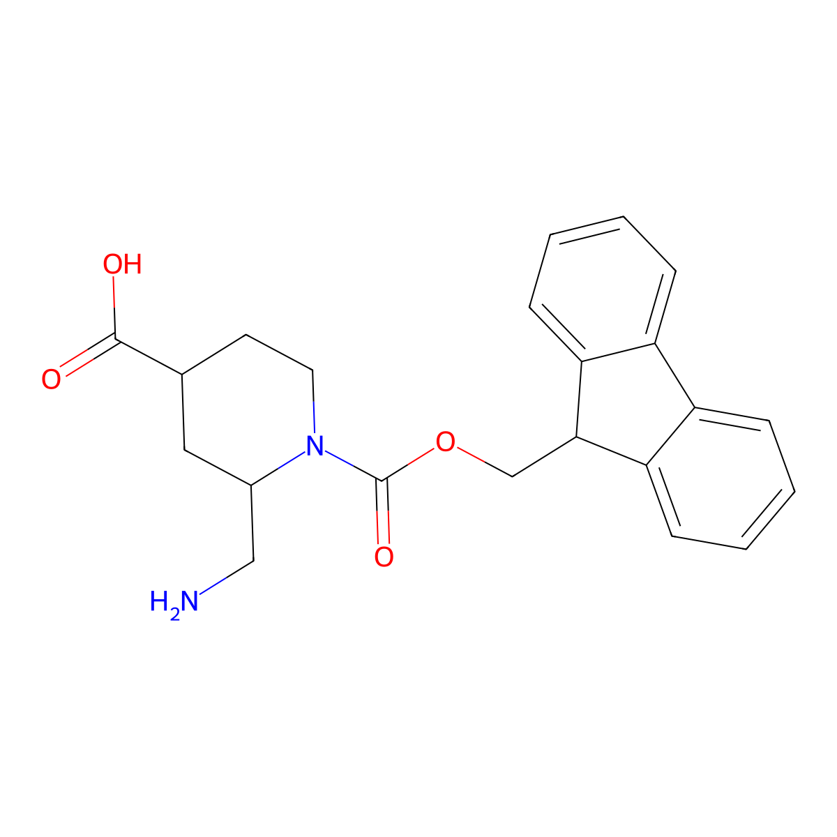 2-(aminomethyl)-1-{[(9H-fluoren-9-yl)methoxy]carbonyl}piperidine-4-carboxylic acid molecular structure, CAS 2920145-61-3