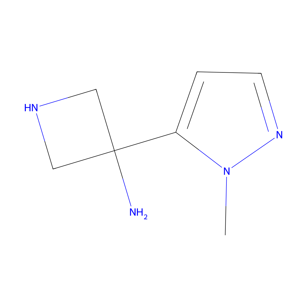 3-(1-methyl-1H-pyrazol-5-yl)azetidin-3-amine molecular structure, CAS 2920145-68-0