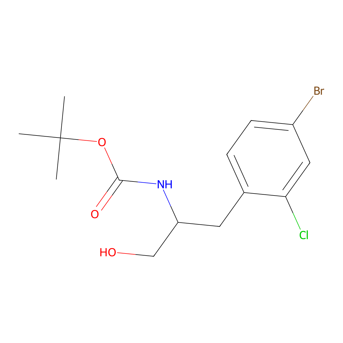tert-butyl N-[1-(4-bromo-2-chlorophenyl)-3-hydroxypropan-2-yl]carbamate molecular structure, CAS 2920145-71-5