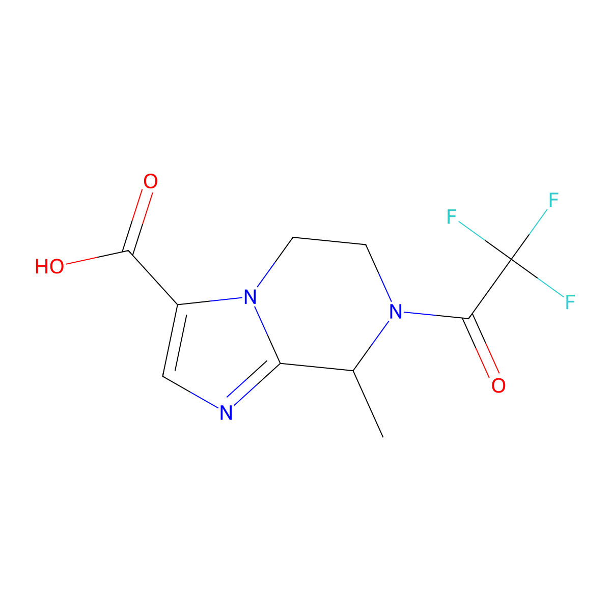 8-methyl-7-(2,2,2-trifluoroacetyl)-5H,6H,7H,8H-imidazo[1,2-a]pyrazine-3-carboxylic acid molecular structure, CAS 2920146-05-8