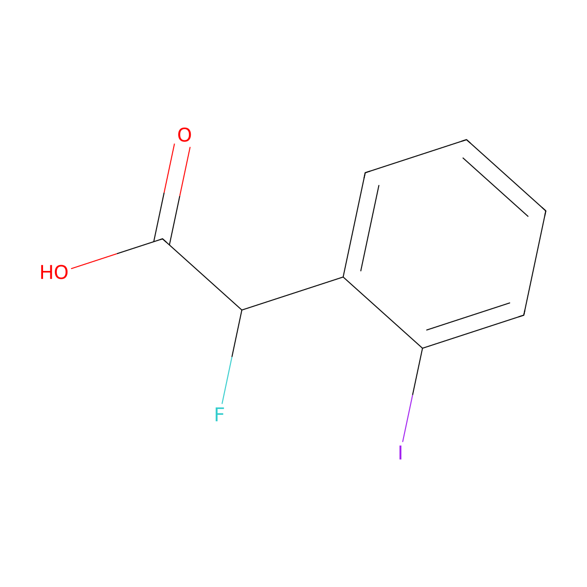 2-Fluoro-2-(2-iodophenyl)acetic acid molecular structure, CAS 2920146-16-1