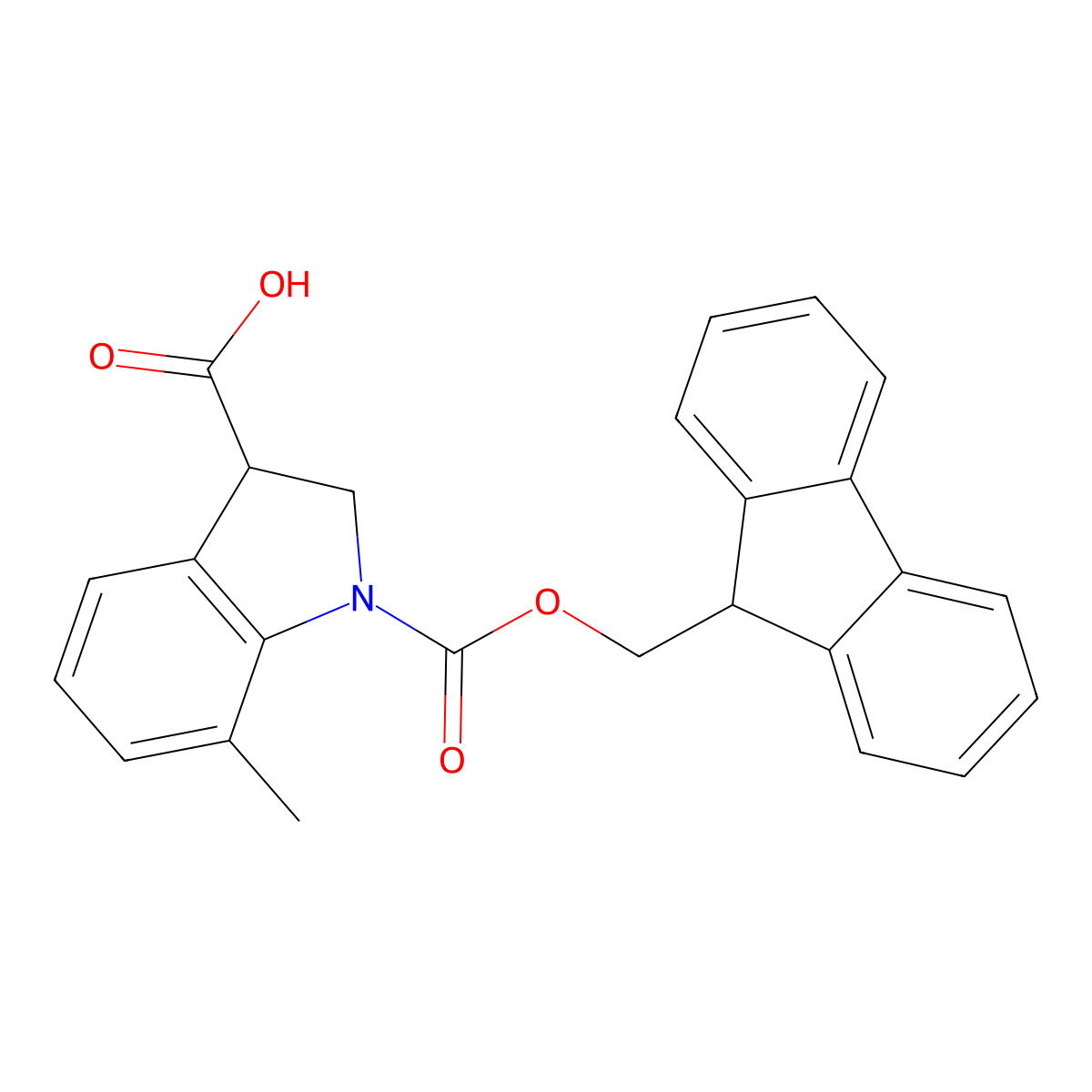 1-{[(9H-fluoren-9-yl)methoxy]carbonyl}-7-methyl-2,3-dihydro-1H-indole-3-carboxylic acid molecular structure, CAS 2920146-25-2