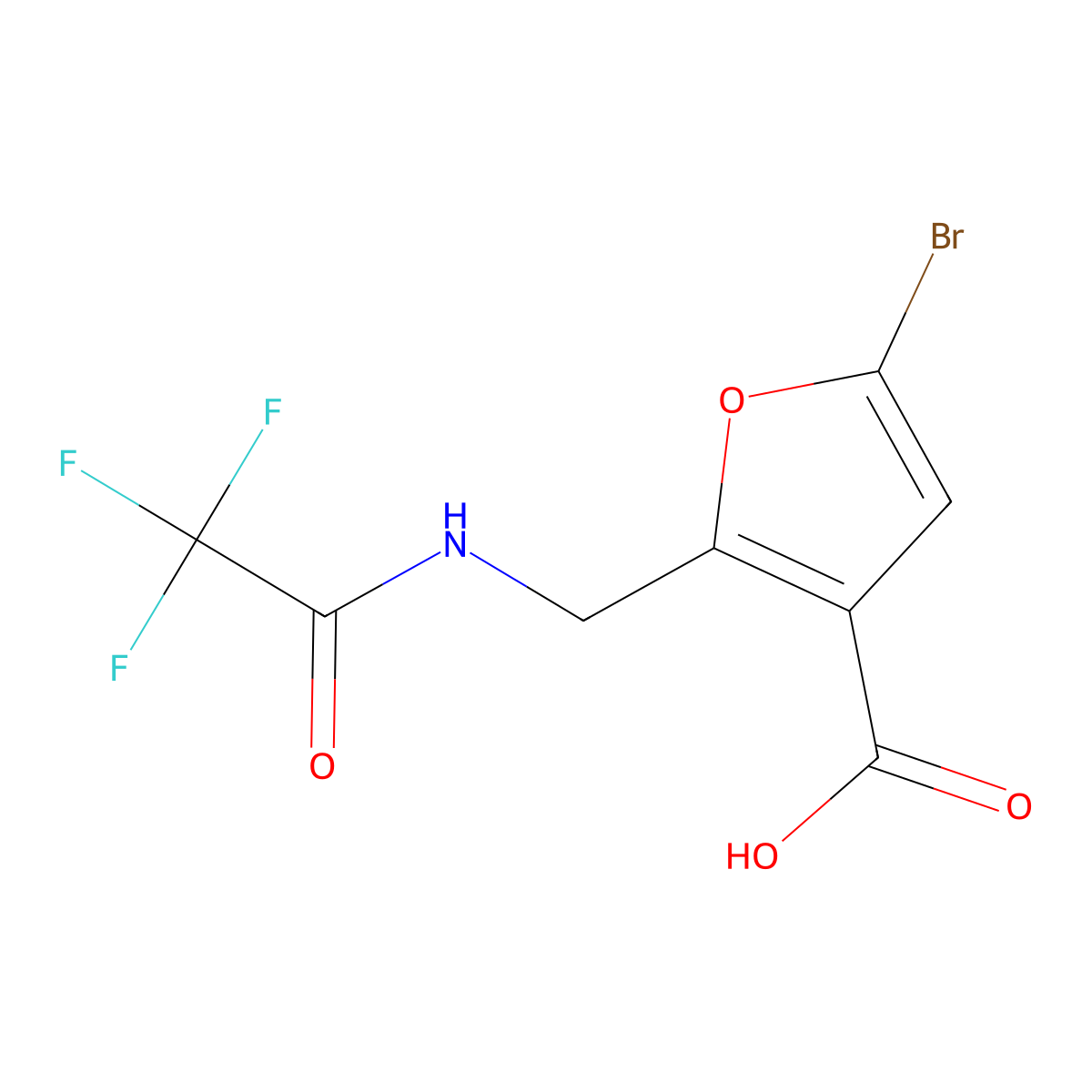 5-Bromo-2-[(2,2,2-trifluoroacetamido)methyl]furan-3-carboxylic acid molecular structure, CAS 2920146-35-4