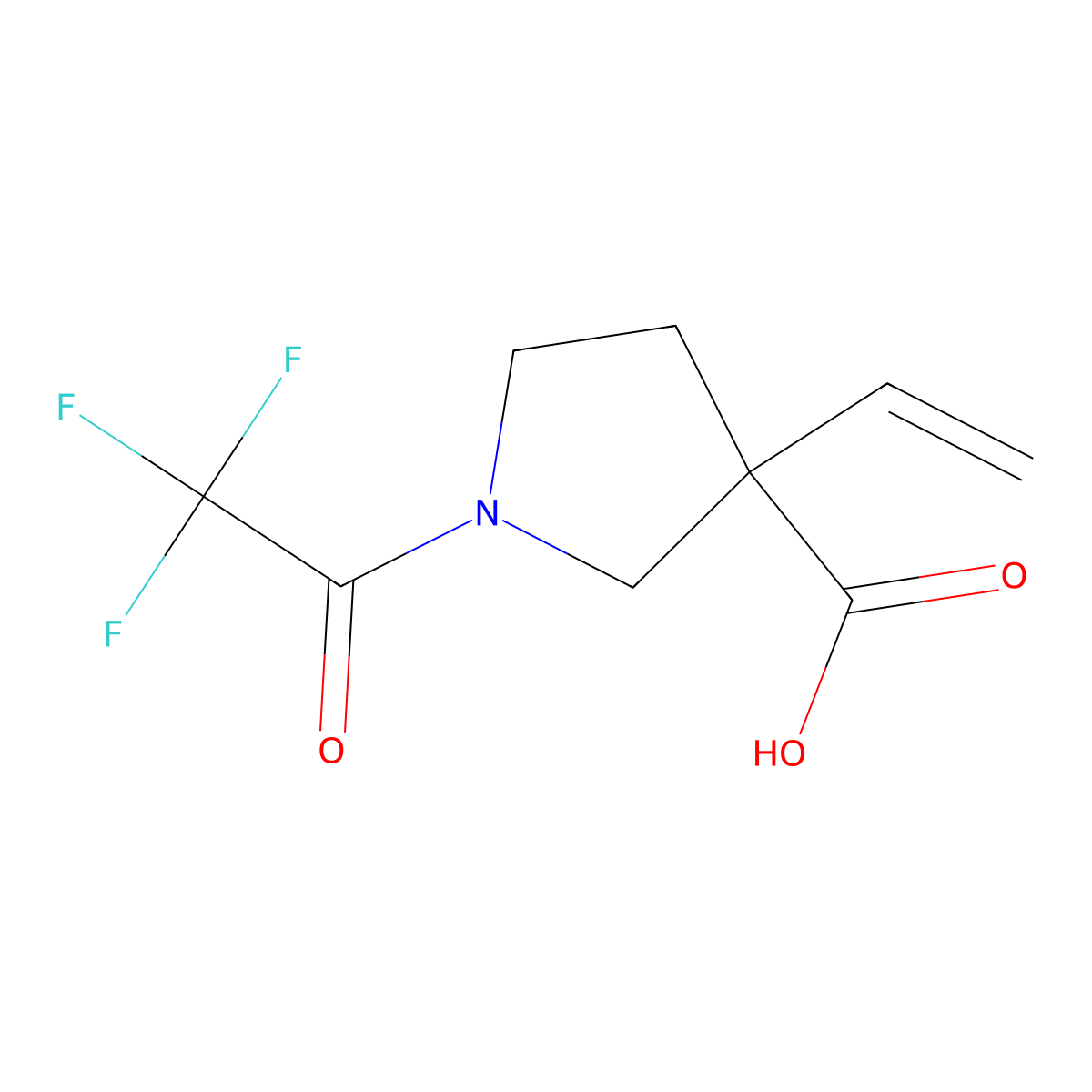 3-Ethenyl-1-(2,2,2-trifluoroacetyl)pyrrolidine-3-carboxylic acid molecular structure, CAS 2920146-49-0