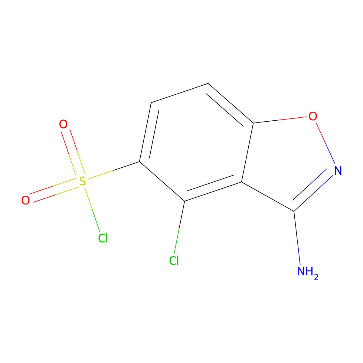 3-Amino-4-chloro-1,2-benzoxazole-5-sulfonyl chloride molecular structure, CAS 2920146-65-0
