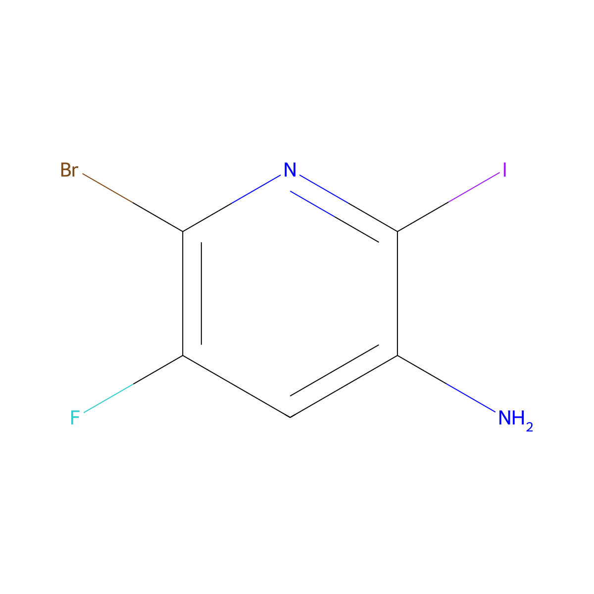 6-Bromo-5-fluoro-2-iodopyridin-3-amine molecular structure, CAS 2920147-31-3