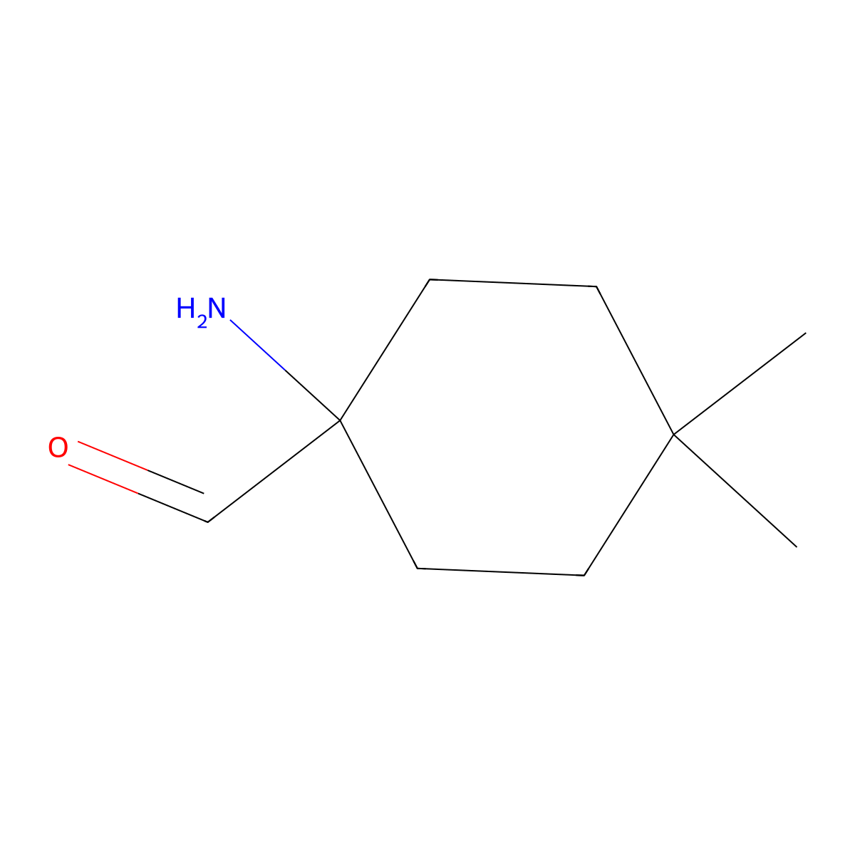1-Amino-4,4-dimethylcyclohexane-1-carbaldehyde molecular structure, CAS 2920149-00-2