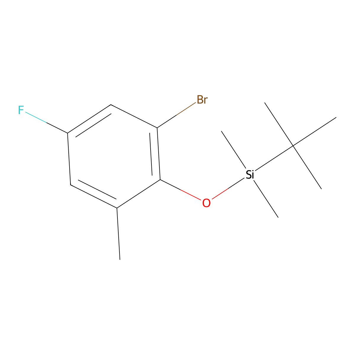 (2-Bromo-4-fluoro-6-methylphenoxy)(tert-butyl)dimethylsilane molecular structure, CAS 2920149-14-8