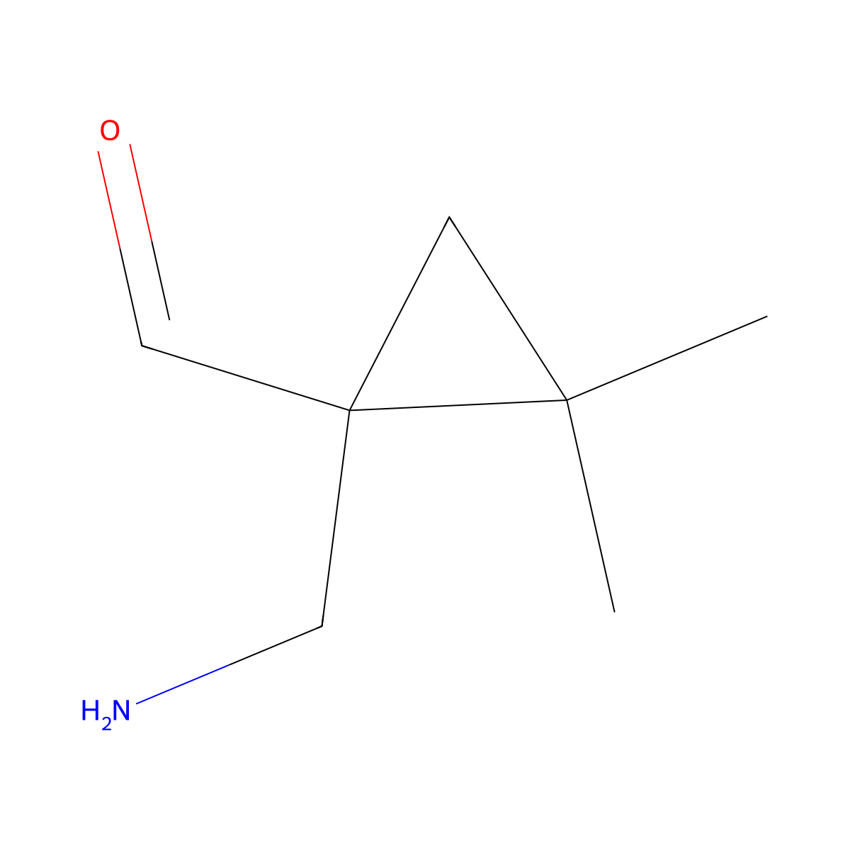 1-(Aminomethyl)-2,2-dimethylcyclopropane-1-carbaldehyde molecular structure, CAS 2920149-23-9