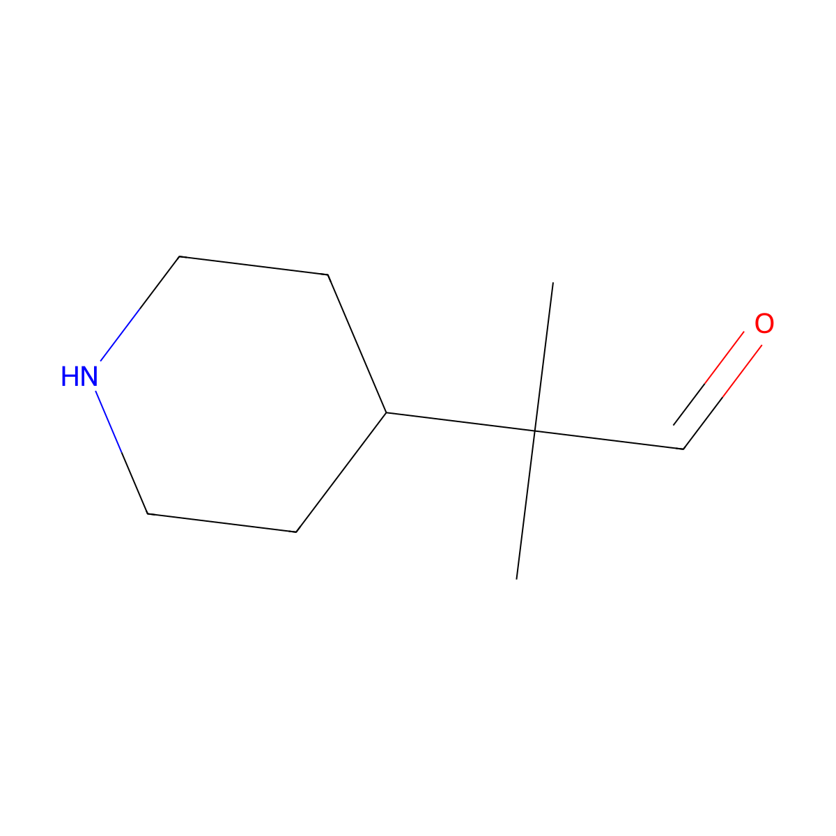 2-Methyl-2-(piperidin-4-yl)propanal molecular structure, CAS 2920149-25-1