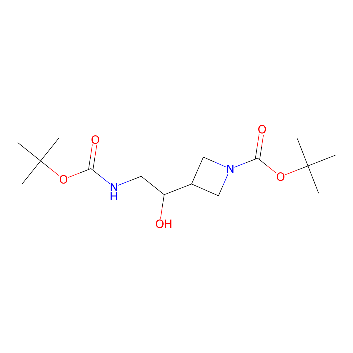 Tert-butyl 3-(2-{[(tert-butoxy)carbonyl]amino}-1-hydroxyethyl)azetidine-1-carboxylate molecular structure, CAS 2920149-36-4