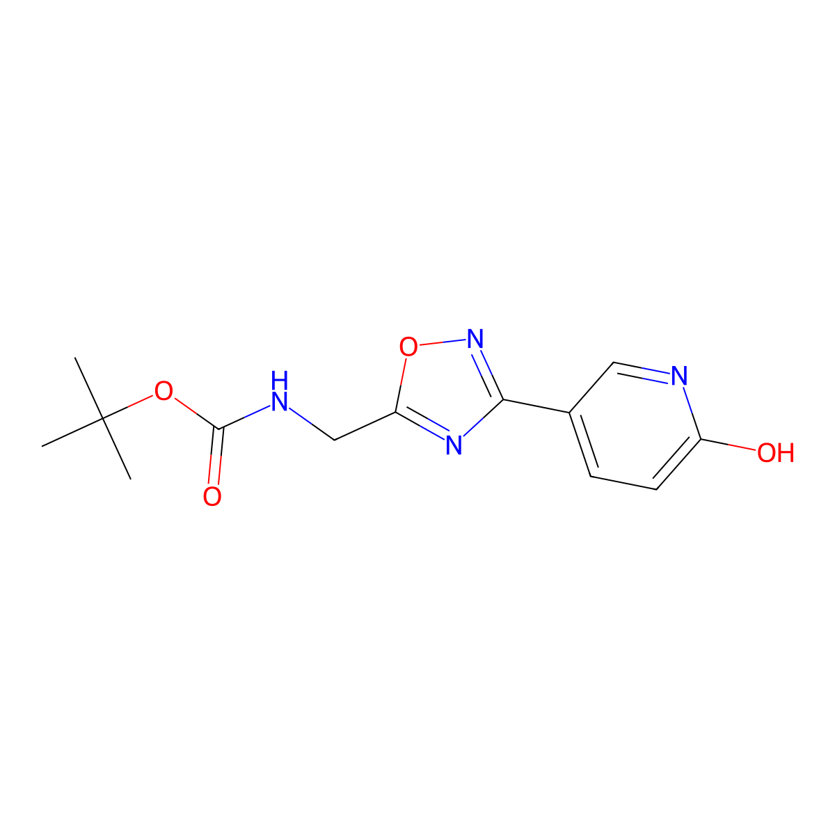 tert-butyl N-{[3-(6-hydroxypyridin-3-yl)-1,2,4-oxadiazol-5-yl]methyl}carbamate molecular structure, CAS 2920149-43-3
