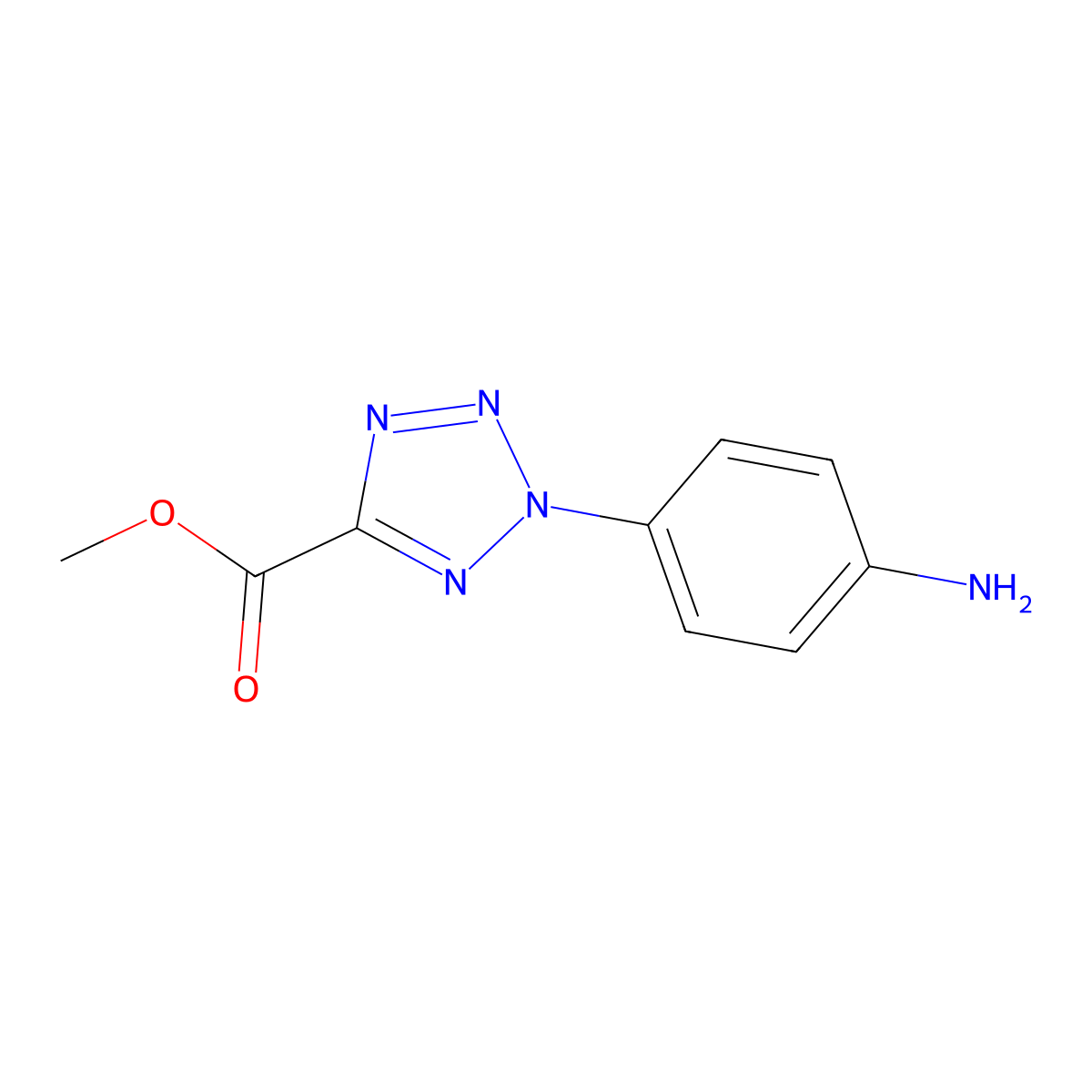 methyl 2-(4-aminophenyl)-2H-1,2,3,4-tetrazole-5-carboxylate molecular structure, CAS 2920150-44-1