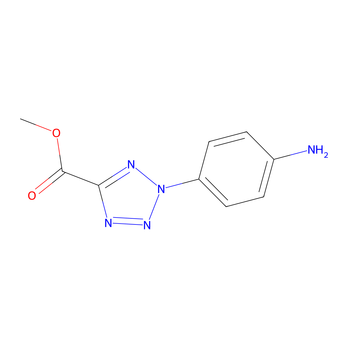 methyl 2-(4-aminophenyl)-2H-1,2,3,4-tetrazole-5-carboxylate molecular structure, CAS 2920150-44-1