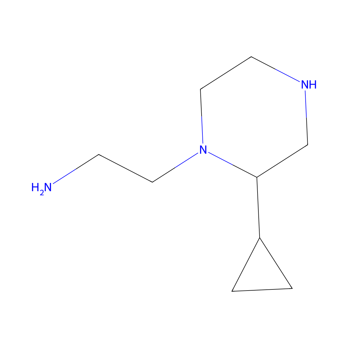 2-(2-Cyclopropylpiperazin-1-yl)ethan-1-amine molecular structure, CAS 2920150-59-8
