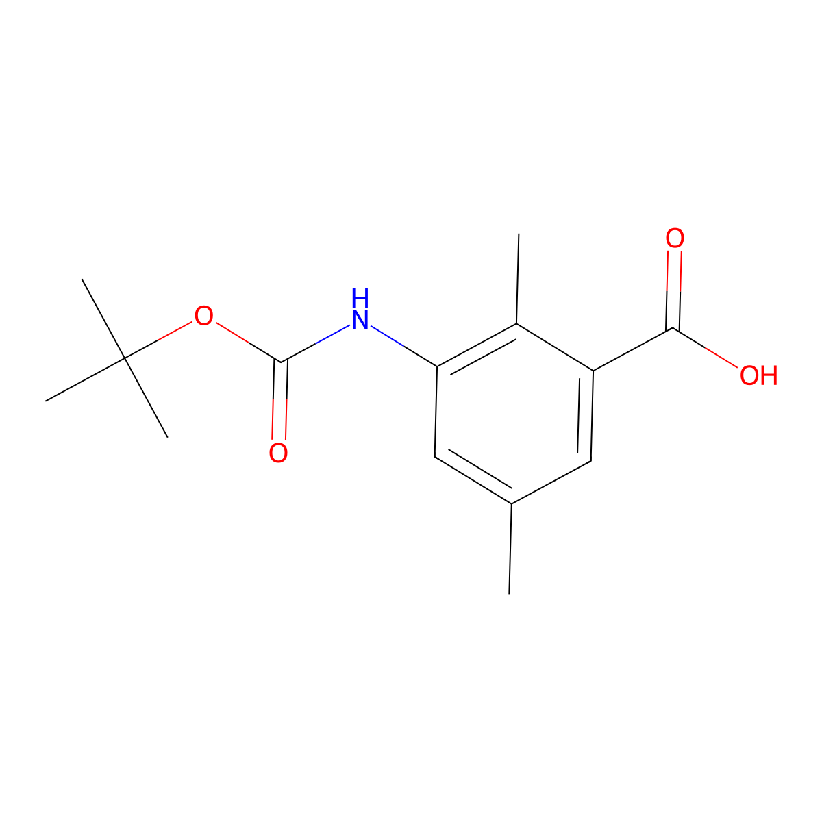 3-{[(Tert-butoxy)carbonyl]amino}-2,5-dimethylbenzoic acid molecular structure, CAS 2920151-08-0