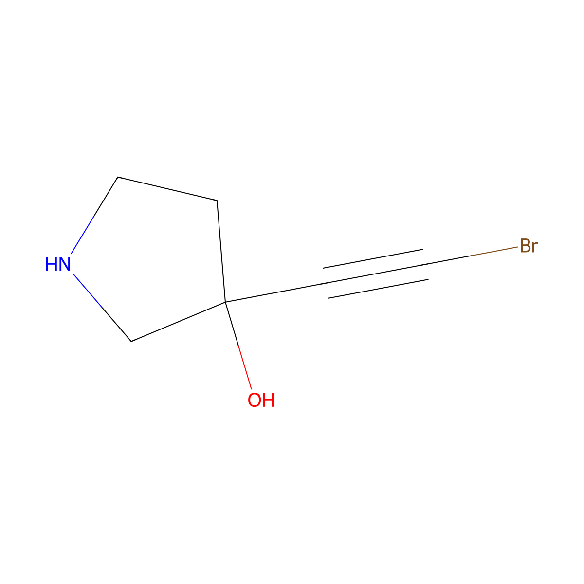 3-(2-Bromoethynyl)pyrrolidin-3-ol molecular structure, CAS 2920151-28-4