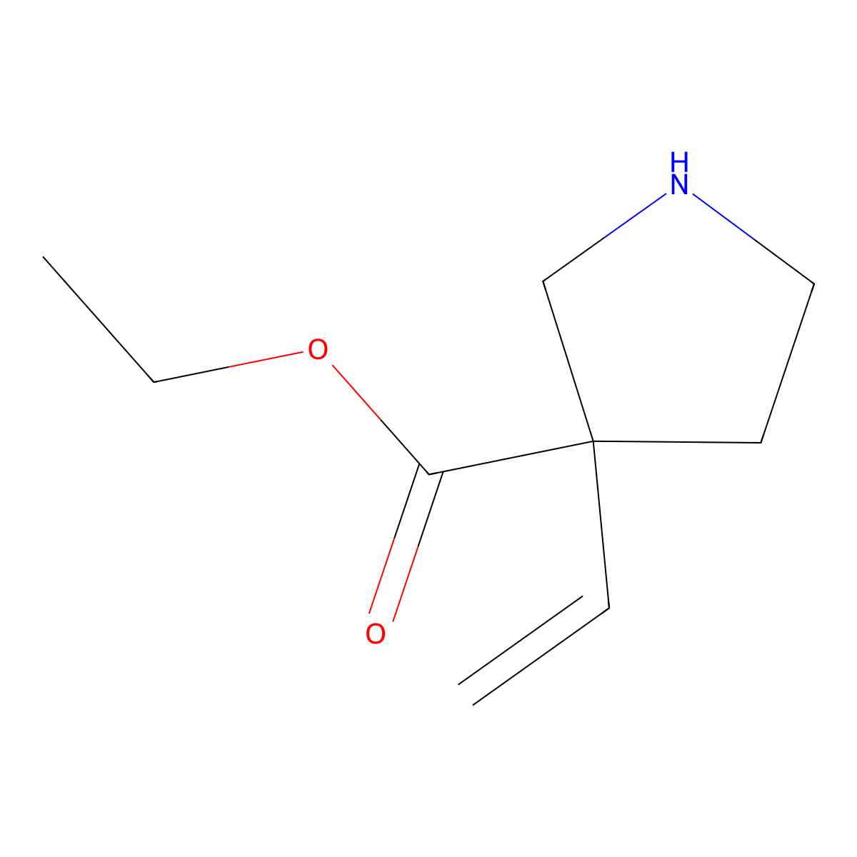 Ethyl 3-ethenylpyrrolidine-3-carboxylate molecular structure, CAS 2920151-57-9