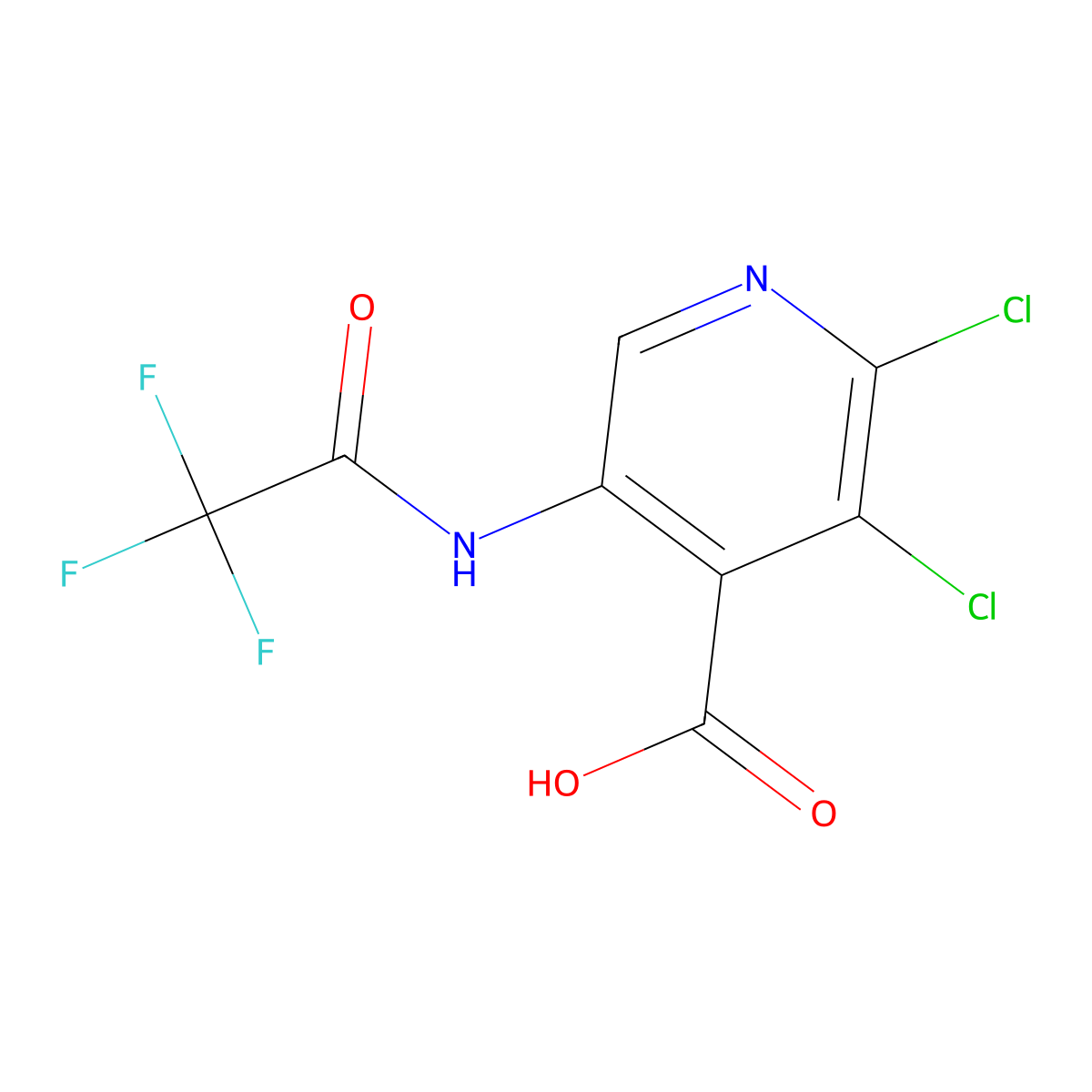 2,3-Dichloro-5-(2,2,2-trifluoroacetamido)pyridine-4-carboxylic acid molecular structure, CAS 2920152-27-6