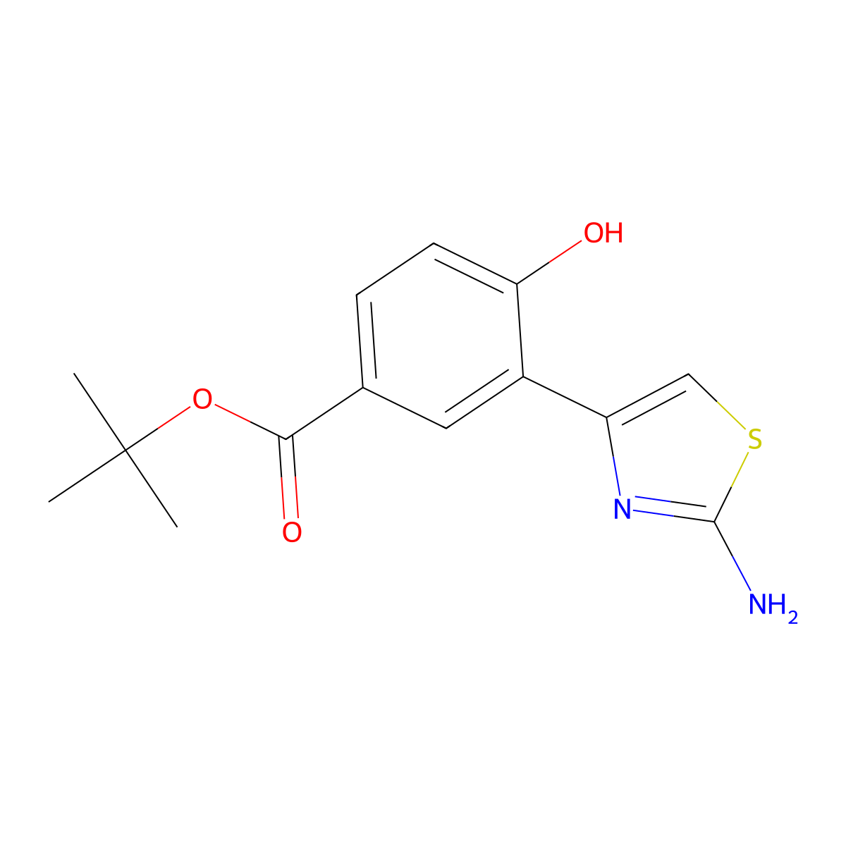 Tert-butyl 3-(2-amino-1,3-thiazol-4-yl)-4-hydroxybenzoate molecular structure, CAS 2920152-32-3