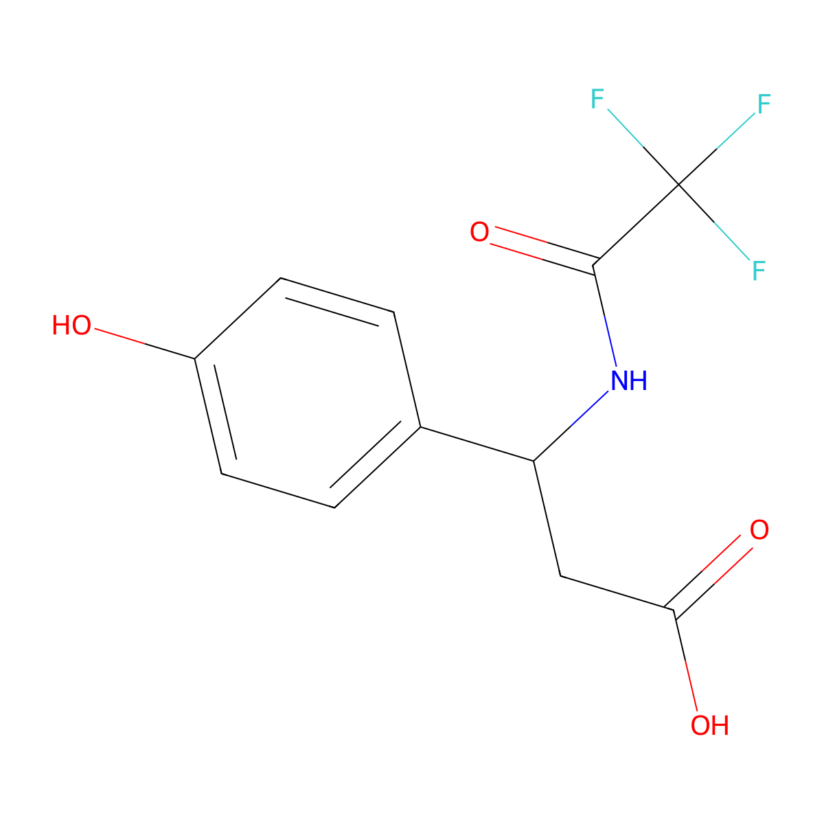 3-(4-Hydroxyphenyl)-3-(2,2,2-trifluoroacetamido)propanoic acid molecular structure, CAS 2920152-34-5