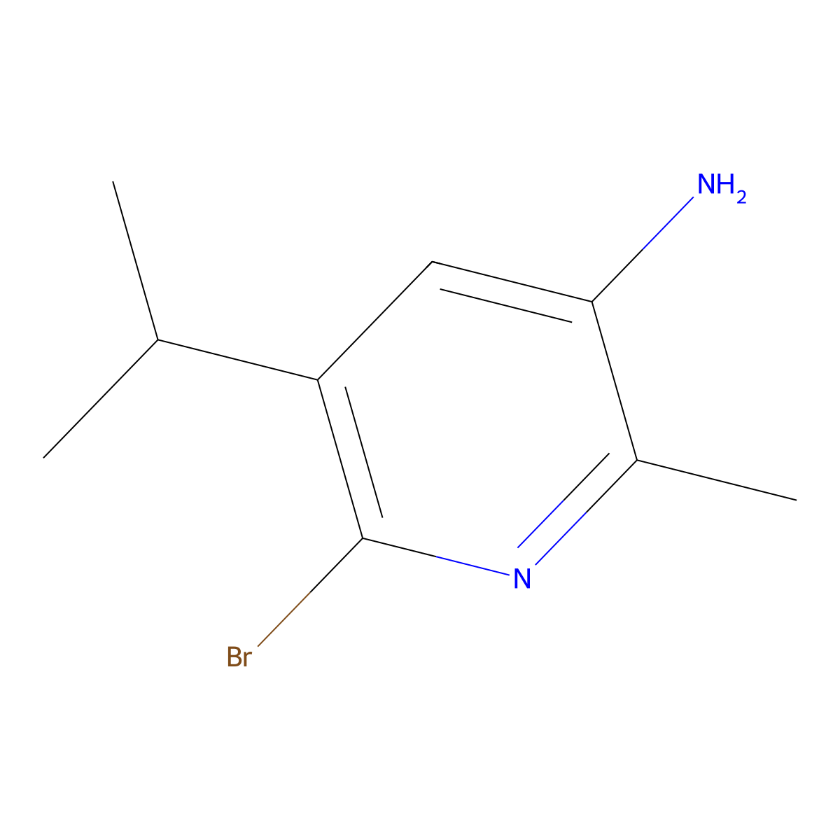 6-Bromo-2-methyl-5-(propan-2-yl)pyridin-3-amine molecular structure, CAS 2920152-49-2