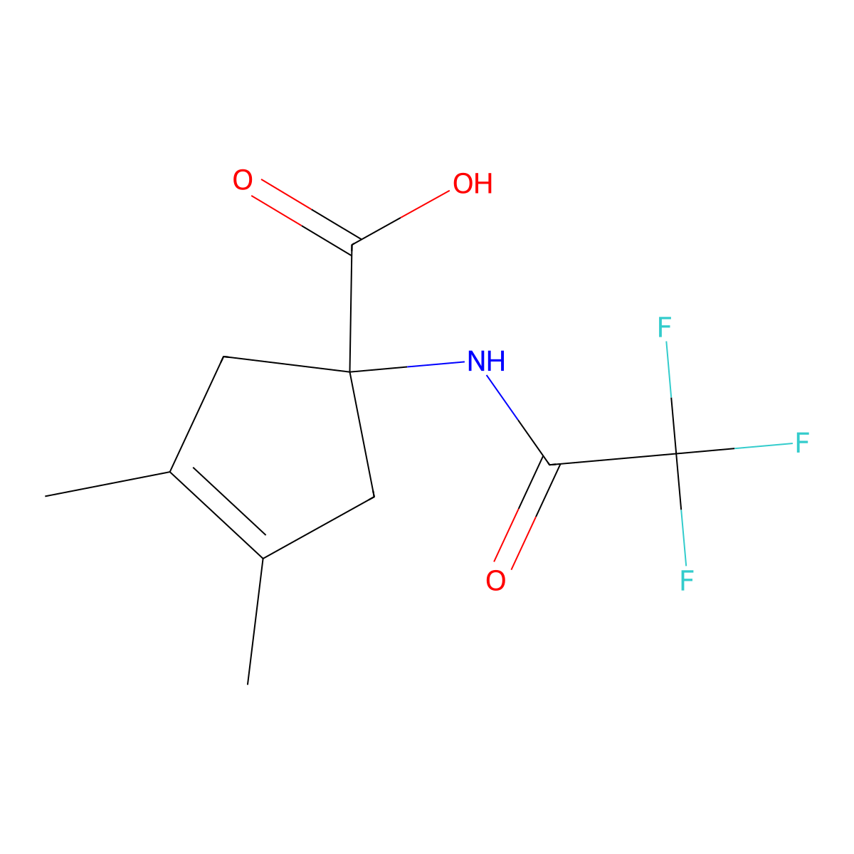 3,4-Dimethyl-1-(2,2,2-trifluoroacetamido)cyclopent-3-ene-1-carboxylic acid molecular structure, CAS 2920153-20-2