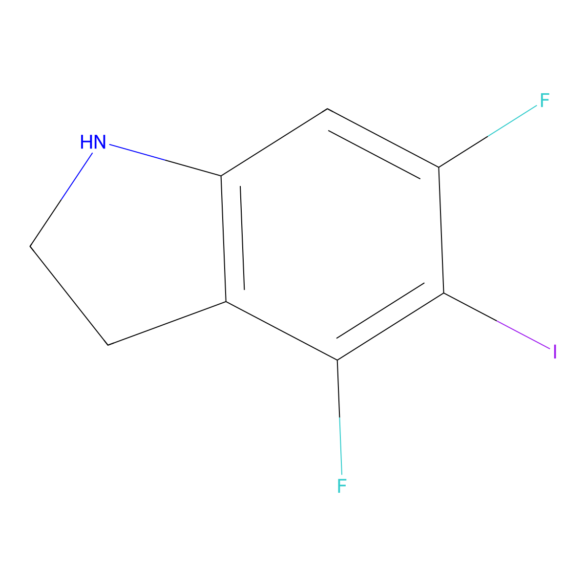 4,6-difluoro-5-iodo-2,3-dihydro-1H-indole molecular structure, CAS 2920153-56-4