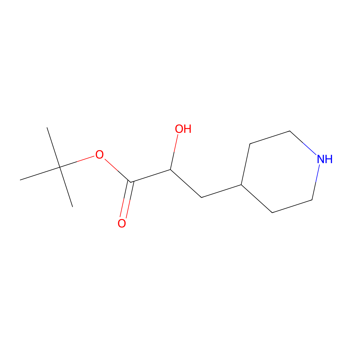 Tert-butyl 2-hydroxy-3-(piperidin-4-yl)propanoate molecular structure, CAS 2920153-65-5
