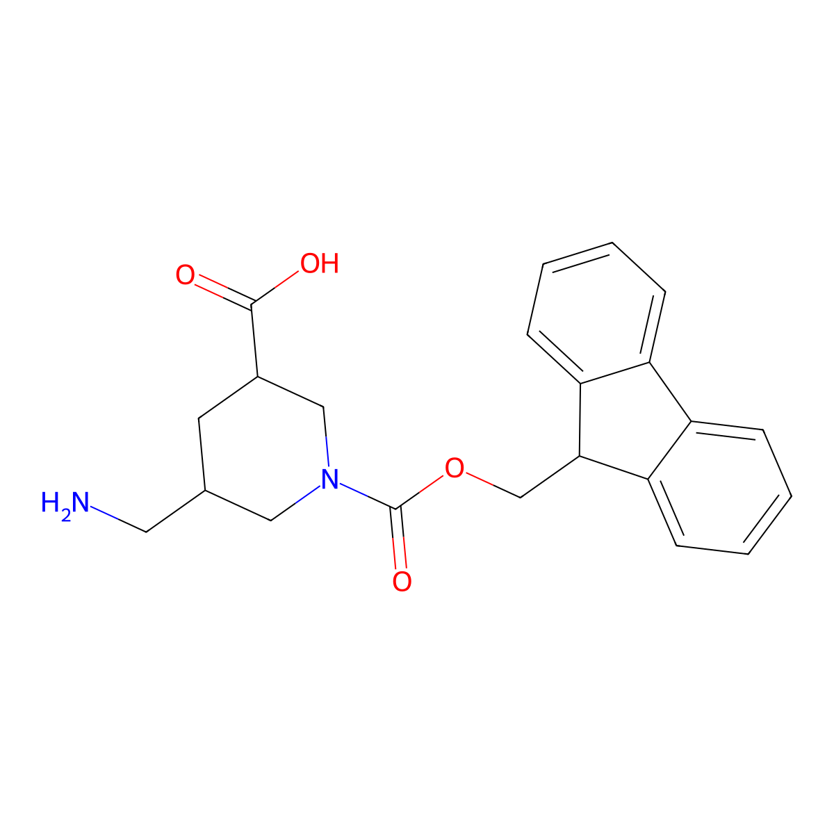 5-(aminomethyl)-1-{[(9H-fluoren-9-yl)methoxy]carbonyl}piperidine-3-carboxylic acid molecular structure, CAS 2920153-66-6