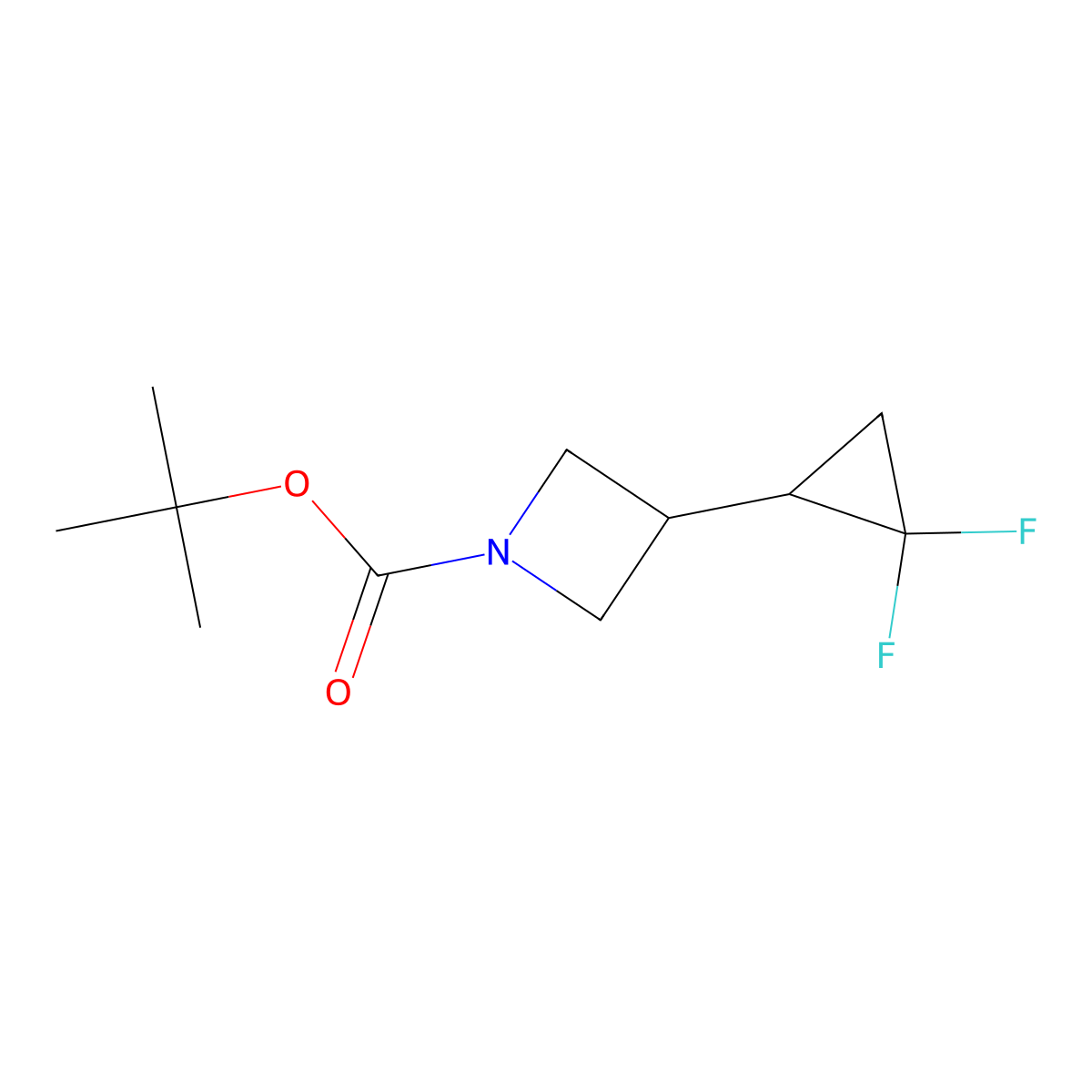 Tert-butyl 3-(2,2-difluorocyclopropyl)azetidine-1-carboxylate molecular structure, CAS 2920153-80-4