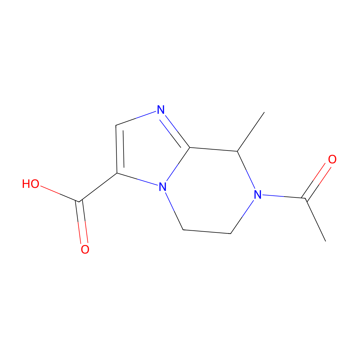 7-acetyl-8-methyl-5H,6H,7H,8H-imidazo[1,2-a]pyrazine-3-carboxylic acid molecular structure, CAS 2920154-45-4