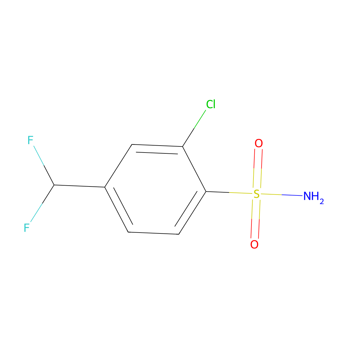 2-Chloro-4-(difluoromethyl)benzene-1-sulfonamide molecular structure, CAS 2920155-00-4