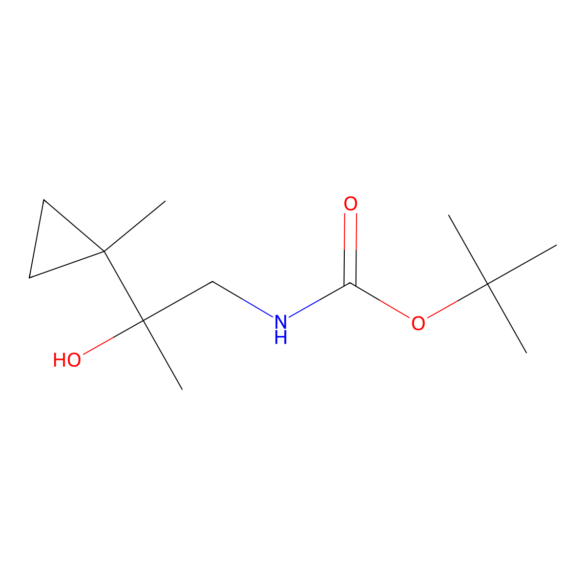 tert-butyl N-[2-hydroxy-2-(1-methylcyclopropyl)propyl]carbamate molecular structure, CAS 2920155-10-6