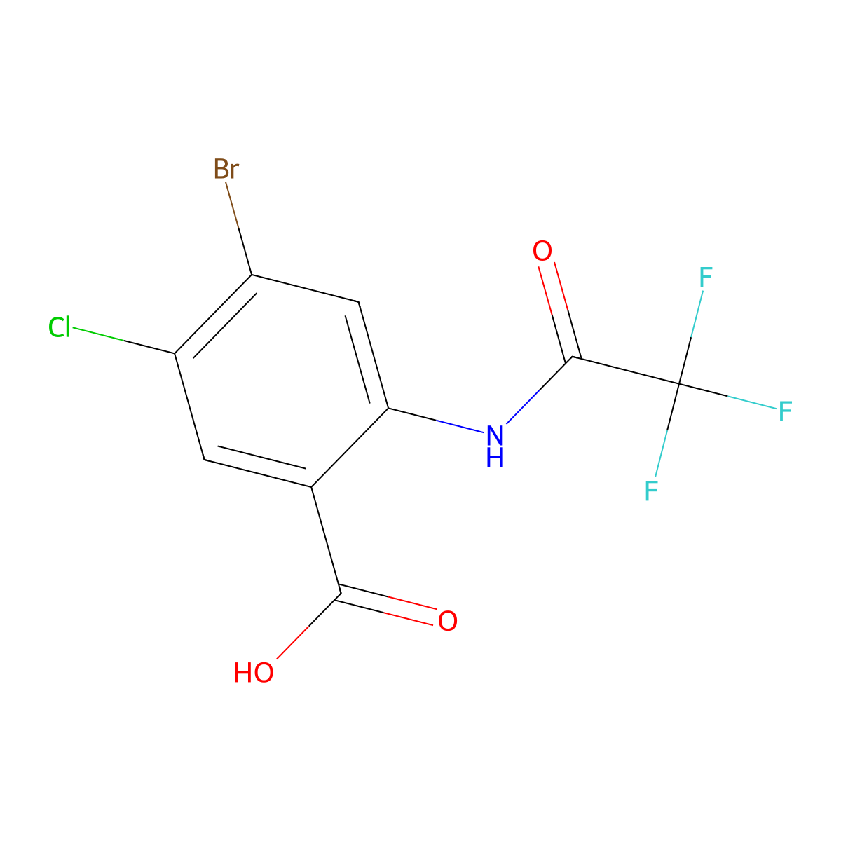 4-Bromo-5-chloro-2-(2,2,2-trifluoroacetamido)benzoic acid molecular structure, CAS 2920155-11-7