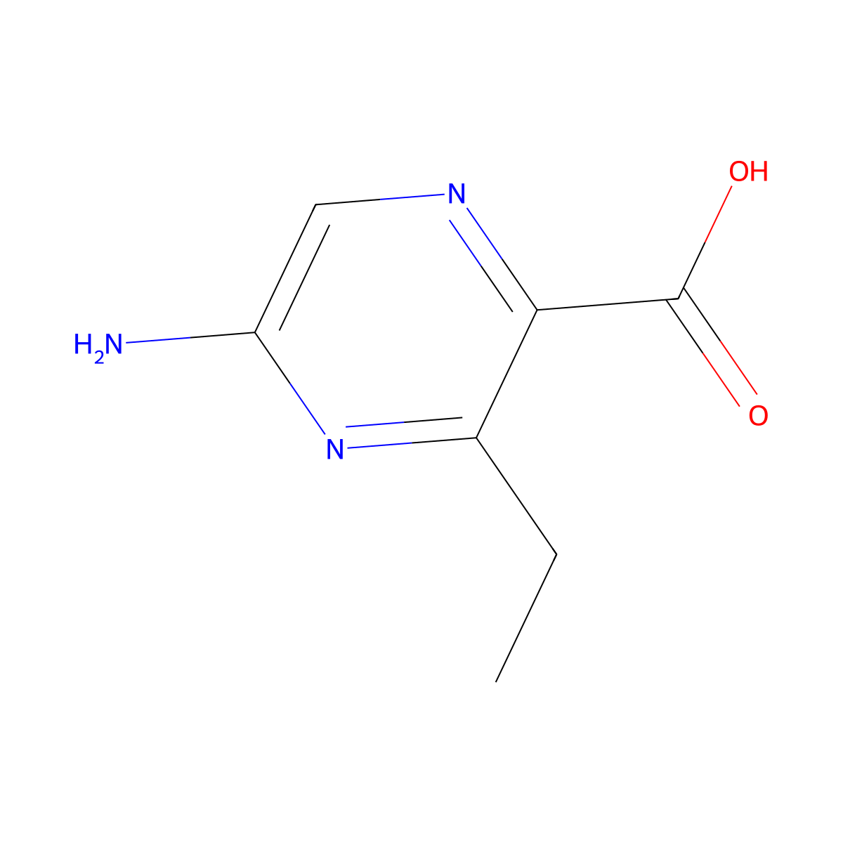 5-Amino-3-ethylpyrazine-2-carboxylic acid molecular structure, CAS 2920155-29-7