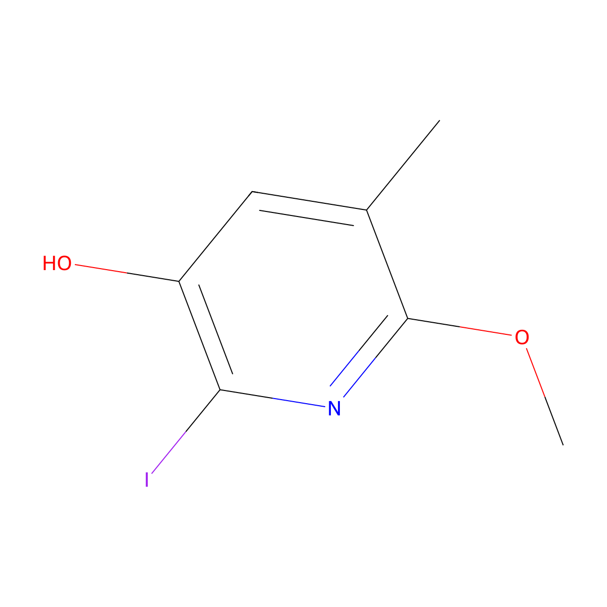 2-Iodo-6-methoxy-5-methylpyridin-3-ol molecular structure, CAS 2920155-35-5