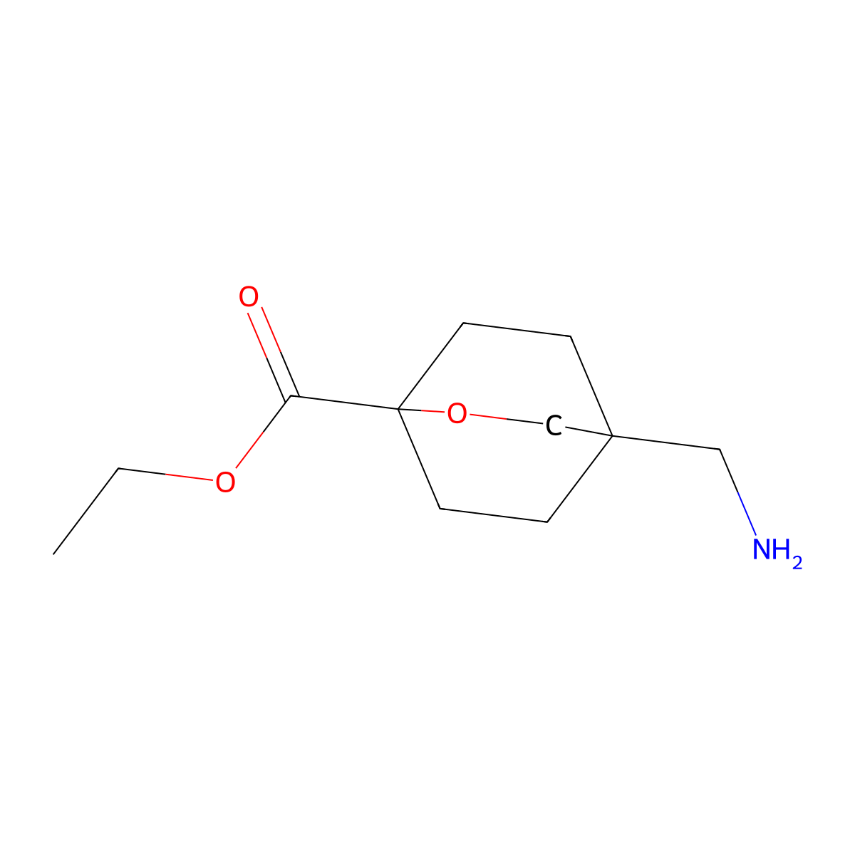 Ethyl 4-(aminomethyl)-2-oxabicyclo[2.2.2]octane-1-carboxylate molecular structure, CAS 2920155-45-7