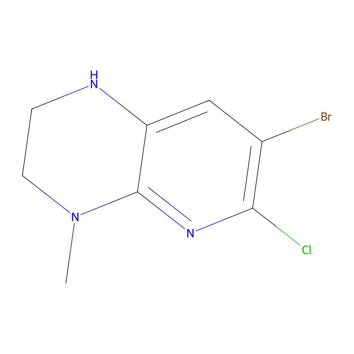 7-bromo-6-chloro-4-methyl-1H,2H,3H,4H-pyrido[2,3-b]pyrazine molecular structure, CAS 2920155-50-4